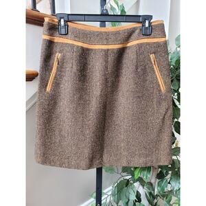 Bob Timberlake Women Brown Polyester Straight Pencil Casual Knee Length Skirt 8